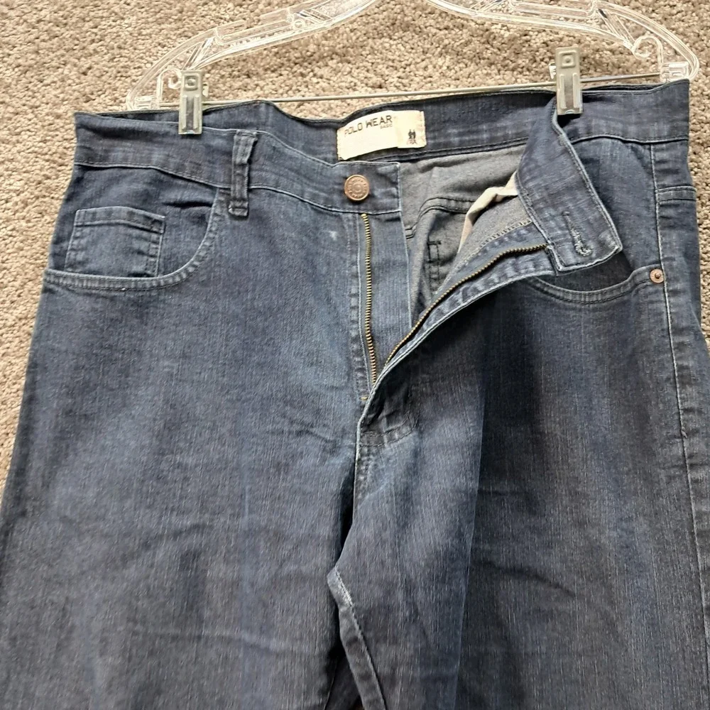 Polo Wear Basic Mens Dark Wash Stretch Denim Jeans Size 46 Indigo Slim Straight